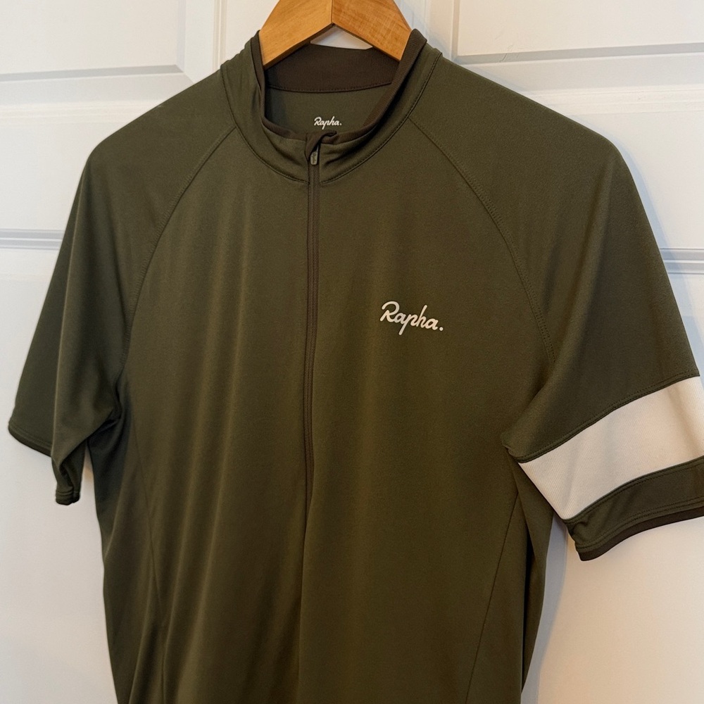 Rapha Men’s Army Green and White Cycling Jersey XL